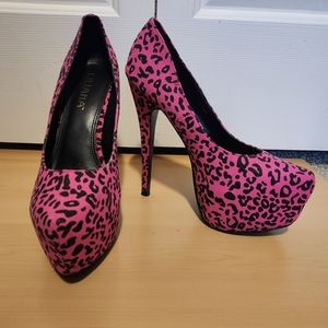 Liliana pink cheetah print high heels
